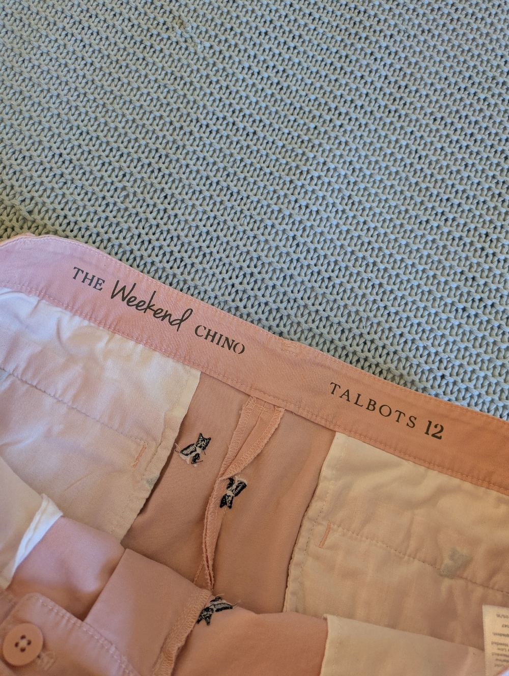 Talbots Dog Print Chino's Pink Sz 14 - Picture 6 of 11